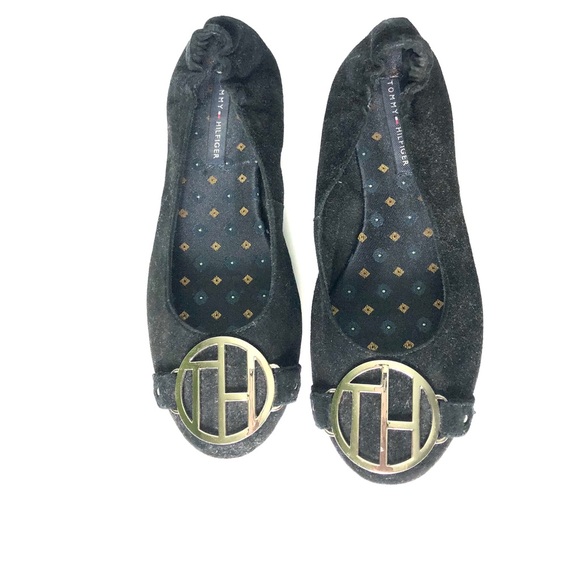 Tommy Hilfiger Black Suede Ballet Flats - Picture 1 of 4
